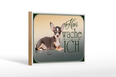 Holzschild Hund 18x12 cm Welsh Corgi hier wache ich Deko Schild