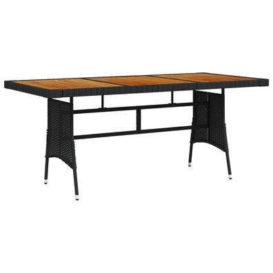 Gartentisch aus Polyrattan und Akazie 160 x 72 x 70 cm Schwarz