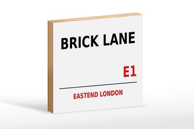 Holzschild London 18x12 cm Street Brick Lane E1 Deko Schild