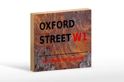 Holzschild London 18x12cm Westminster Oxford Street W1 Deko Schild