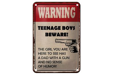 Blechschild Spruch 12x18 cm warning teenage boys beware Deko Schild