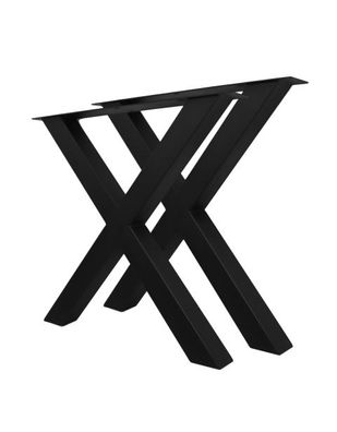 2er Set Tischgestell X-Modell aus Metall in Schwarz