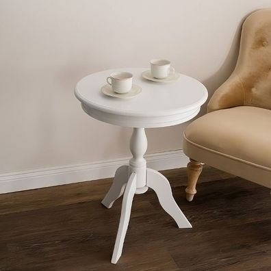 Romantischer Beistelltisch TIGO D50cm weiß Landhaus Tisch rund