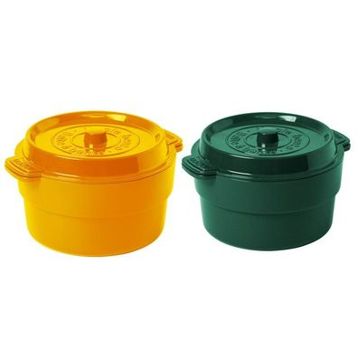 Le cocotte Lunch Box Pusher rund Topf Form Snack Behälter Brotdose Dose Grün