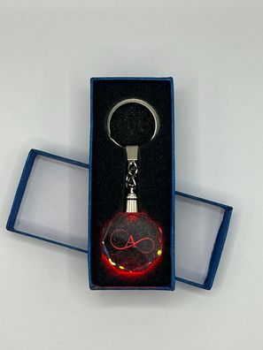 Unendlichkeitszeichen Schlüsselanhänger Buchtabe A LED Multicolor mit Geschenkbox