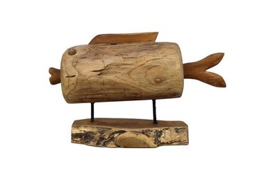 Holzskulptur Fisch 47 x 30 x 15 cm aus Teak