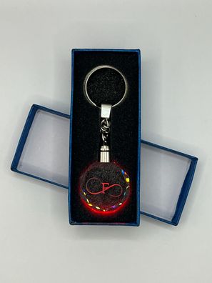 Unendlichkeitszeichen Schlüsselanhänger Buchtabe F LED Multicolor mit Geschenkbox