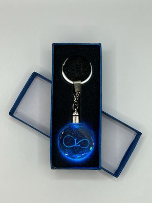 Unendlichkeitszeichen Schlüsselanhänger Buchtabe L LED Multicolor mit Geschenkbox