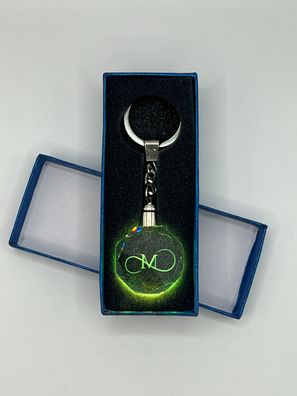 Unendlichkeitszeichen Schlüsselanhänger Buchtabe M LED Multicolor mit Geschenkbox
