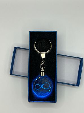 Unendlichkeitszeichen Schlüsselanhänger Buchtabe X LED Multicolor mit Geschenkbox