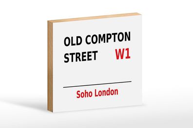Holzschild London 18x12 cm Soho Old Compton Street W1 Deko Schild
