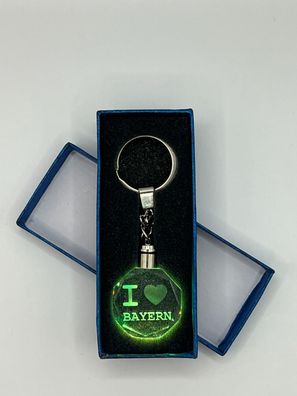 I Love Bayern Schlüsselanhänger LED Multicolor mit Geschenkbox