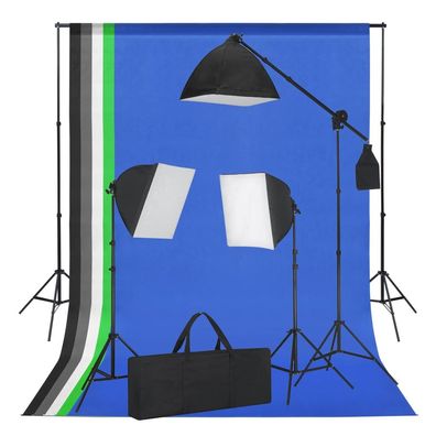 Fotostudio-Set mit Softbox-Leuchten und Hintergründen