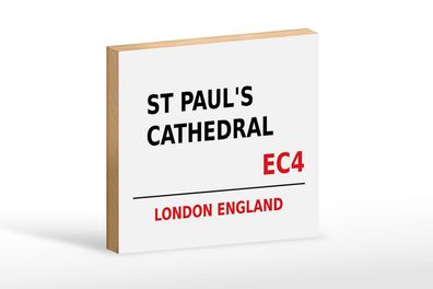 Holzschild London 18x12cm England St Paul´s Cathedral EC4 Deko Schild