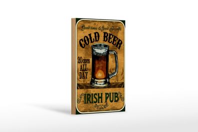 Holzschild Bier 12x18 cm Irish Pub gold beer good times Deko Schild