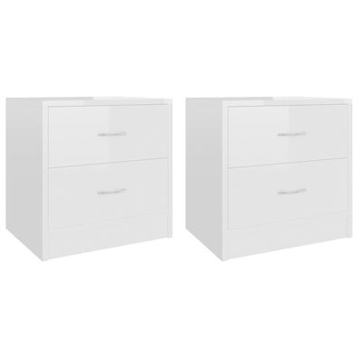 Nachttisch 2er-Set mit zwei Schubladen Weiß 40x30x40 cm