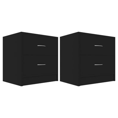 Nachttisch 2er-Set mit zwei Schubladen Schwarz 40x30x40 cm