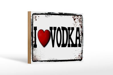 Holzschild Alkohol 18x12 cm i love Vodka Holz Wanddeko Deko Schild