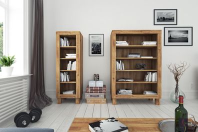 Bücherregal Ringo schmal aus Wildeiche massiv 52x45x162 mit 5 offenen Fächern
