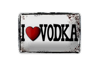 Blechschild Alkohol 18x12 cm i love Vodka Metall Wanddeko Deko Schild