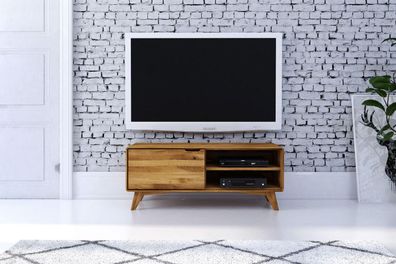 TV-Board Gerg aus Wildeiche massiv 120x40x48 mit 1 Tür und 2 offenen Fächern