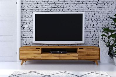 TV-Board Gerg aus Wildeiche massiv 220x40x48 mit 2 Türen 1 Schublade 1 Fach