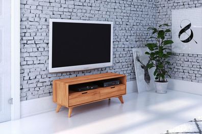 TV-Board Gerg aus Kernbuche massiv 120x40x48 mit 2 Schubladen und offenem Fach