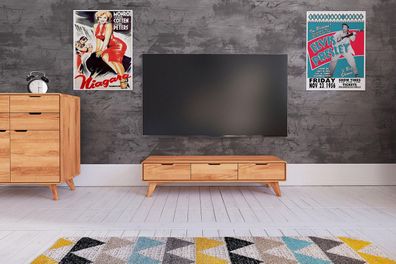 TV-Board Gerg aus Kernbuche massiv 134x40x33 cm mit 3 Schubladen