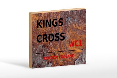 Holzschild London 18x12cm England Kings Cross WC1 Holz Deko Schild