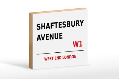 Holzschild London 18x12 cm West End Shaftesbury Avenue W1 Deko Schild