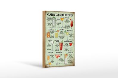 Holzschild Rezept 12x18cm classic Cocktails Recipes Mojito Deko Schild