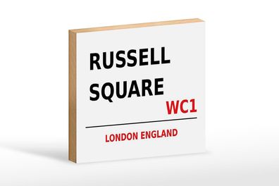 Holzschild London 18x12 cm England Russell Square WC1 Deko Schild