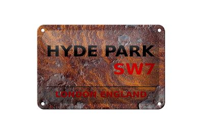 Blechschild London 18x12cm England Hyde Park SW7 Metall Deko Schild