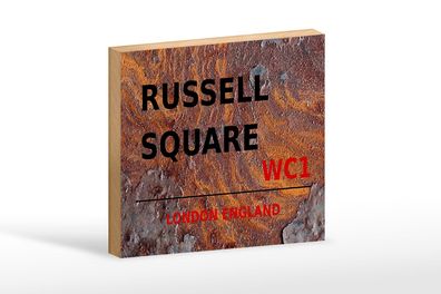 Holzschild London 18x12cm England Russell Square WC1 Deko Schild