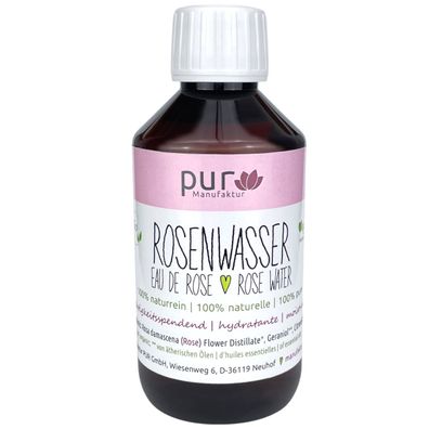 250 ml Rosenwasser bio 100% naturrein pure organic Rose Water in PET