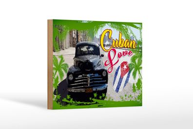 Holzschild Cuba 18x12 cm Love Auto Fingerabdruck Holz Deko Schild