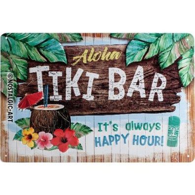 Nostalgic-Art - Blechschild 20 x 30cm - Open Bar - Tiki Bar