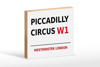 Holzschild London 18x12cm Westminster Piccadilly Circus W1 Deko Schild