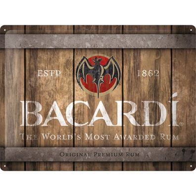 Nostalgic-Art - Blechschild 30 x 40 cm - Bacardi - Wood Barrel Logo