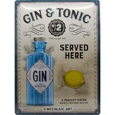 Nostalgic-Art - Blechschild 30 x 40 cm - Open Bar - Gin Tonic Served Here