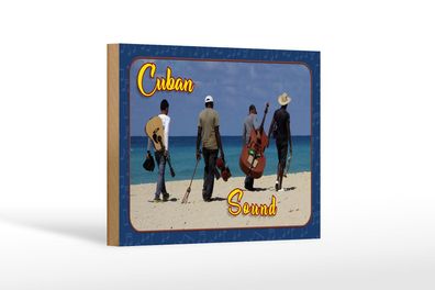 Holzschild Cuba 18x12 cm Cuba Sound Band am Strand Deko Schild