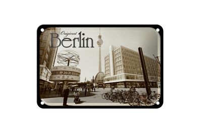 Blechschild Berlin 18x12 cm Blick zum Fernsehturm Deko Schild