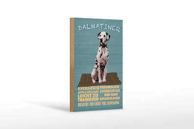Holzschild Spruch 12x18 cm Dalmatiner Hund energisch aktiv Deko Schild
