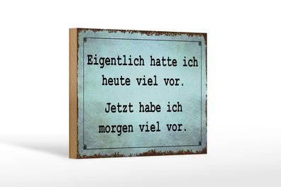 Holzschild Spruch 18x12 cm eigentlich hatte ich viel vor Deko Schild