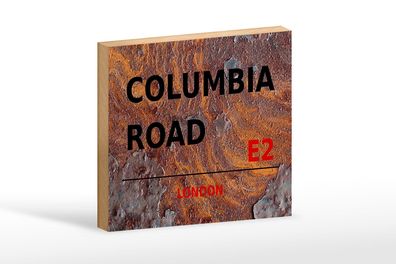 Holzschild London 18x12cm Columbia Road E2 Geschenk Holz Deko Schild