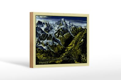 Holzschild France 18x12 cm Vallee de Chamonix Mont Blanc Deko Schild