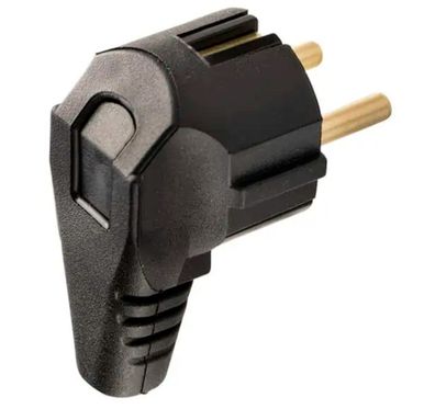 Gummi Schuko Winkel Stecker IP20 für 1-2,5mm Kabel CE IEC 60884-1
