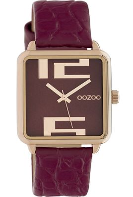 ooZoo Damenuhr Armbanduhr Lederarmband C10368 burgundy croco rose Design Elegant
