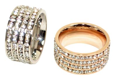 Damenringe Edelstahl Rosegold Silber Ring Verlobungsring Modern 4 Zirkona Beauty