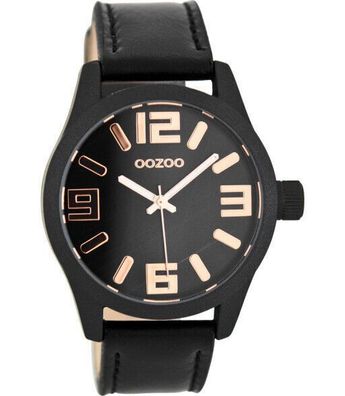 Damen Armbanduhr Herrenuhr ooZoo C7989 Ø41 Lederarmband Analog schwarz rosegold
